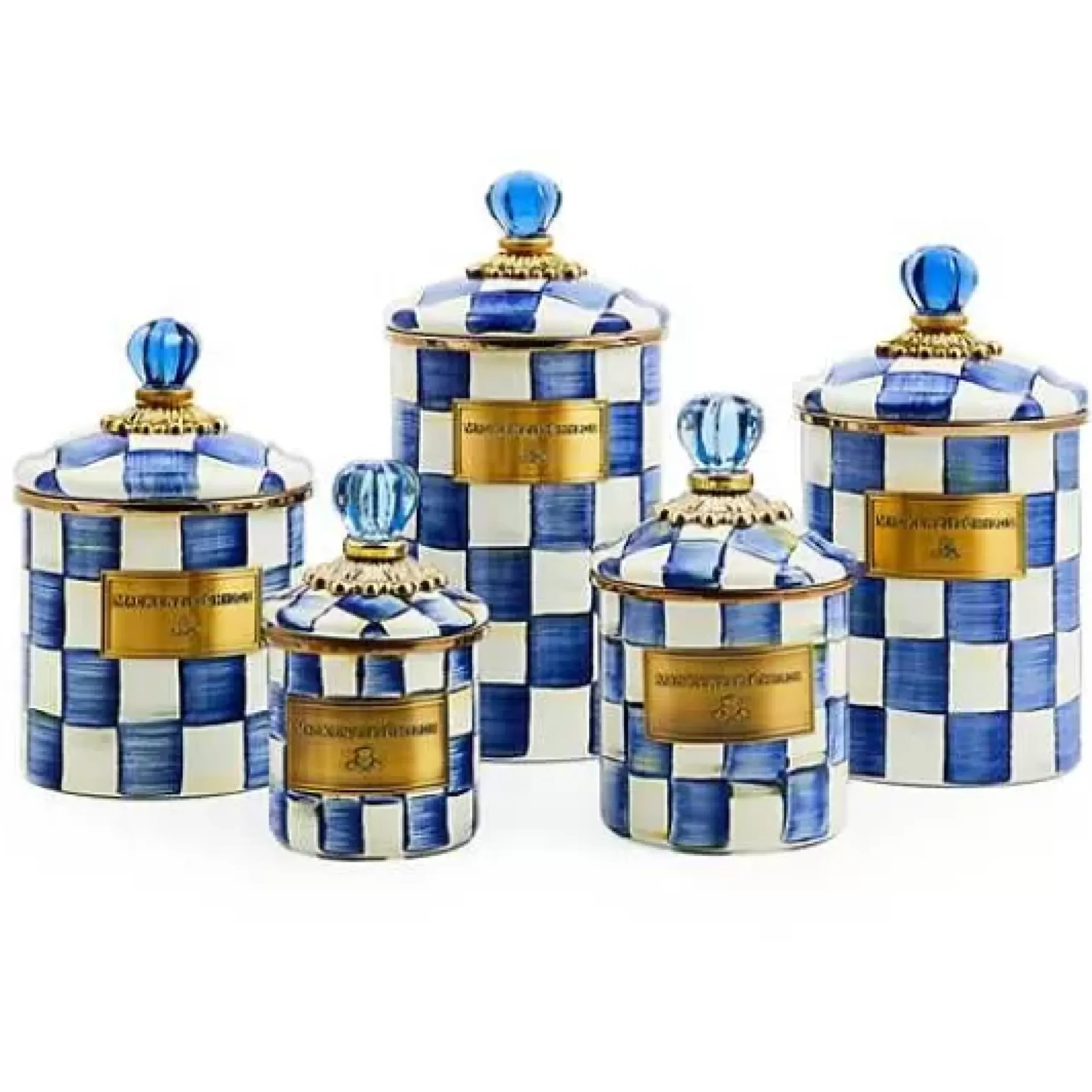 MacKenzie-Childs Royal Check Demi Canister< Room Accents|Kitchen Storage & Organization