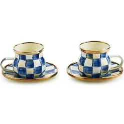 MacKenzie-Childs Royal Check Espresso Cup Saucer Set< The Coffee Shop|Drinkware