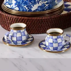 MacKenzie-Childs Royal Check Espresso Cup  Saucer Set< The Coffee Shop|Drinkware