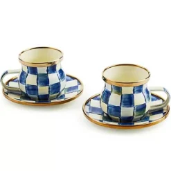 MacKenzie-Childs Royal Check Espresso Cup Saucer Set< The Coffee Shop|Drinkware