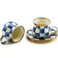 MacKenzie-Childs Royal Check Espresso Cup Saucer Set< The Coffee Shop|Drinkware
