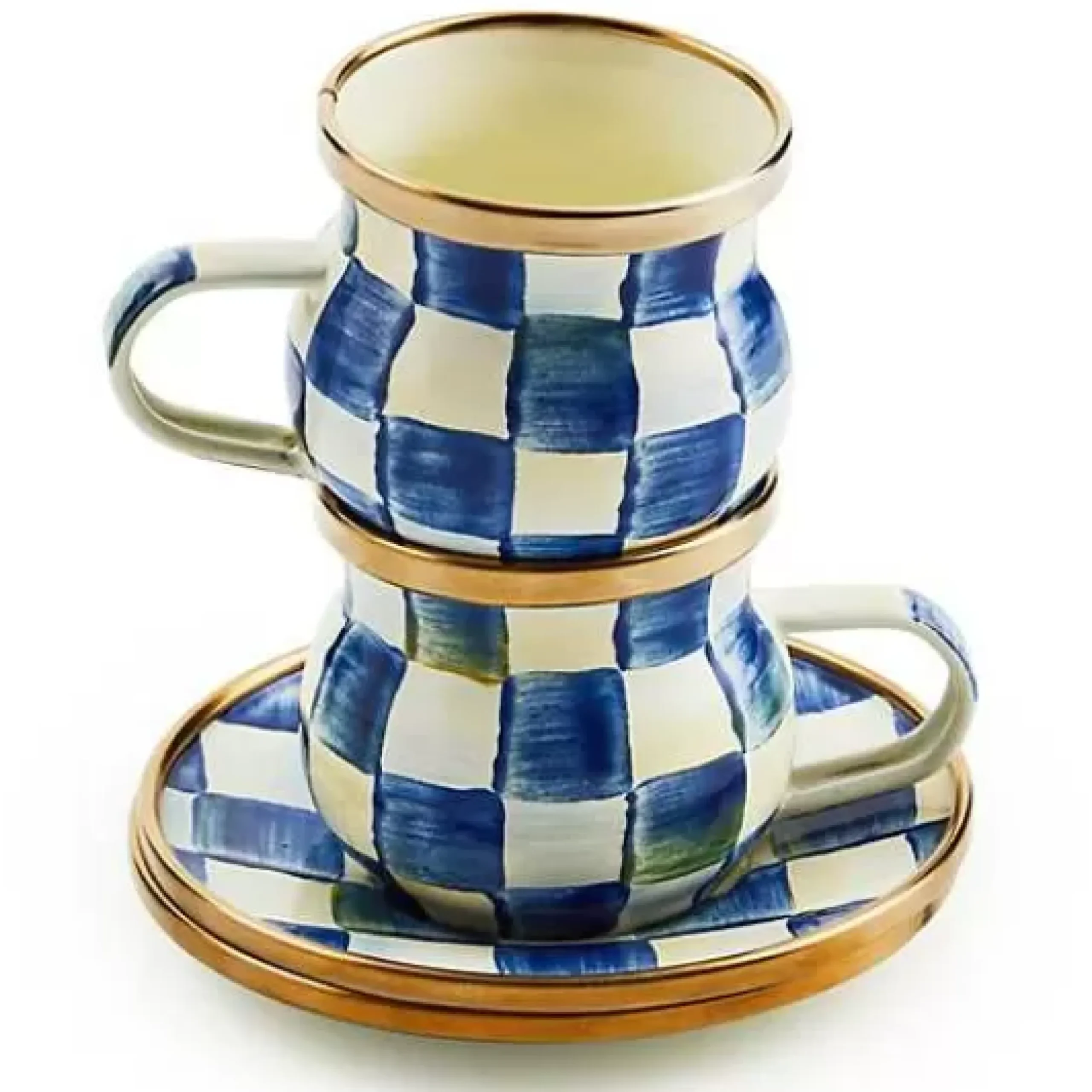 MacKenzie-Childs Royal Check Espresso Cup Saucer Set< The Coffee Shop|Drinkware