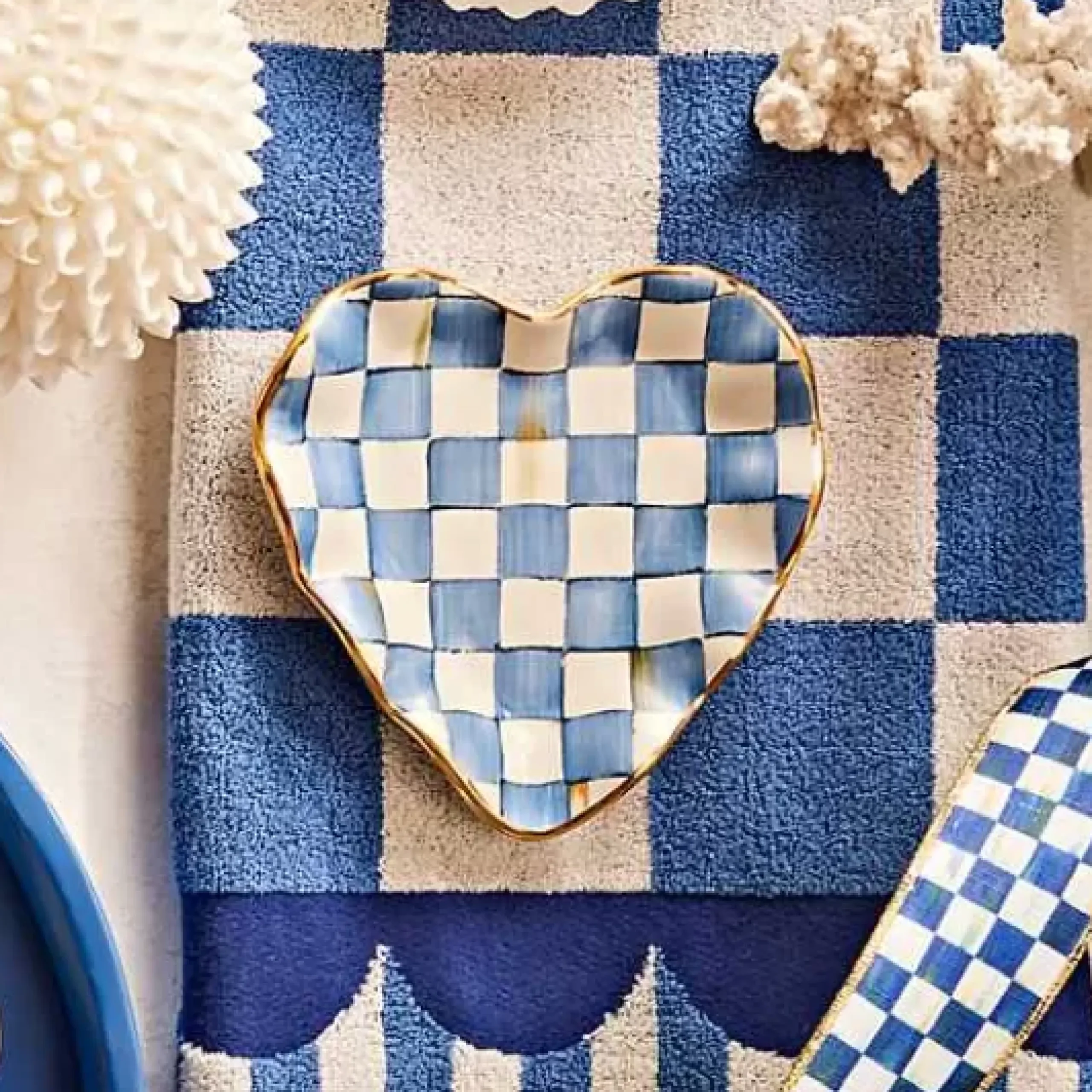 MacKenzie-Childs Royal Check Fluted Heart Plate< Bar Entertaining|Serveware