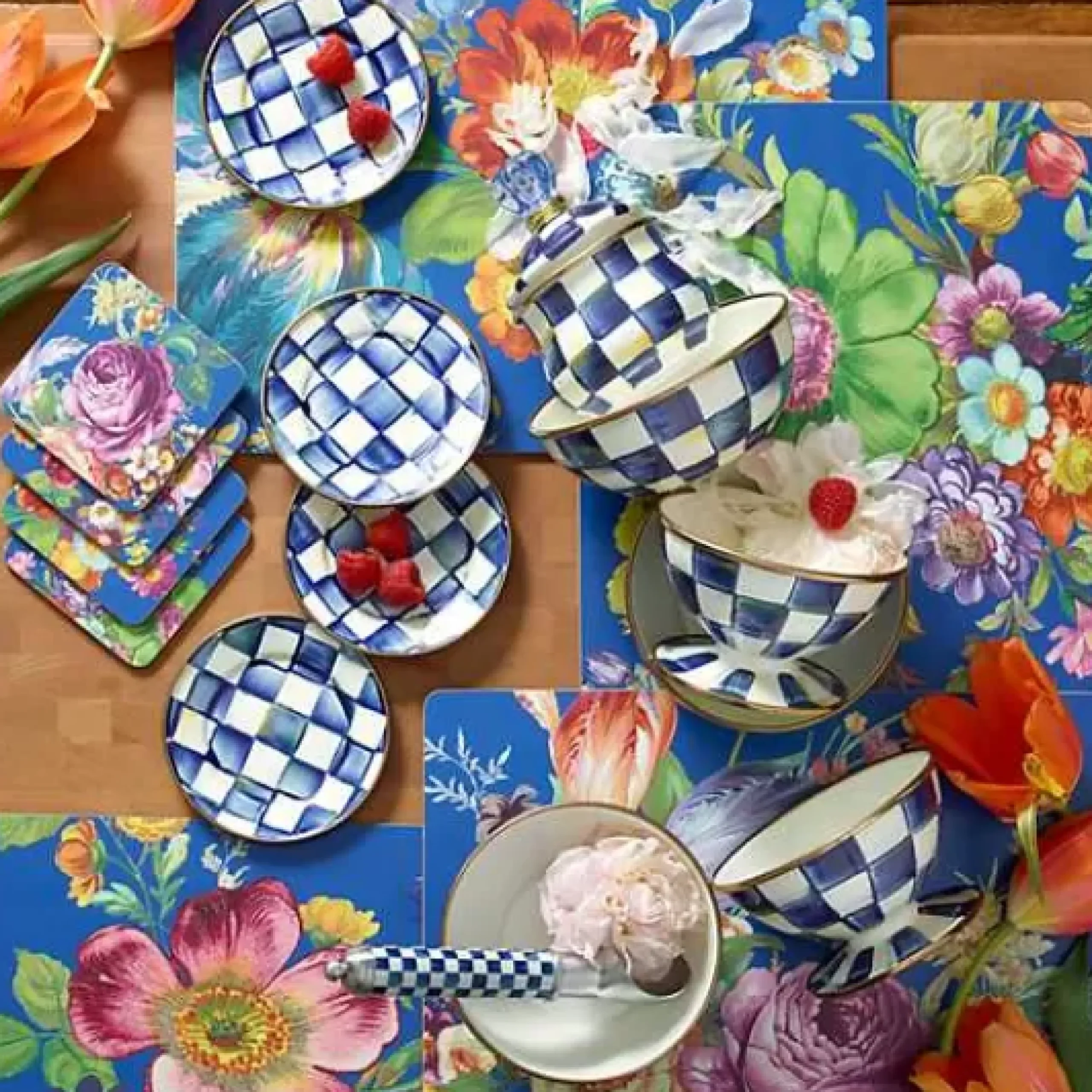 MacKenzie-Childs Royal Check Ice Cream Dish< Dinnerware & Flatware