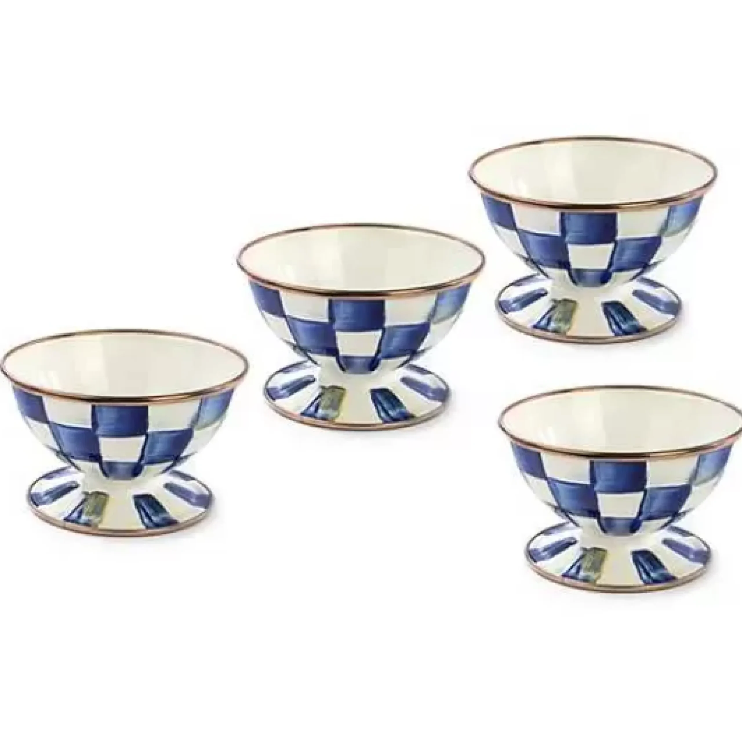 MacKenzie-Childs Royal Check Ice Cream Dishes, Set of 4< Kitchen & Dining Sets|Dinnerware & Flatware