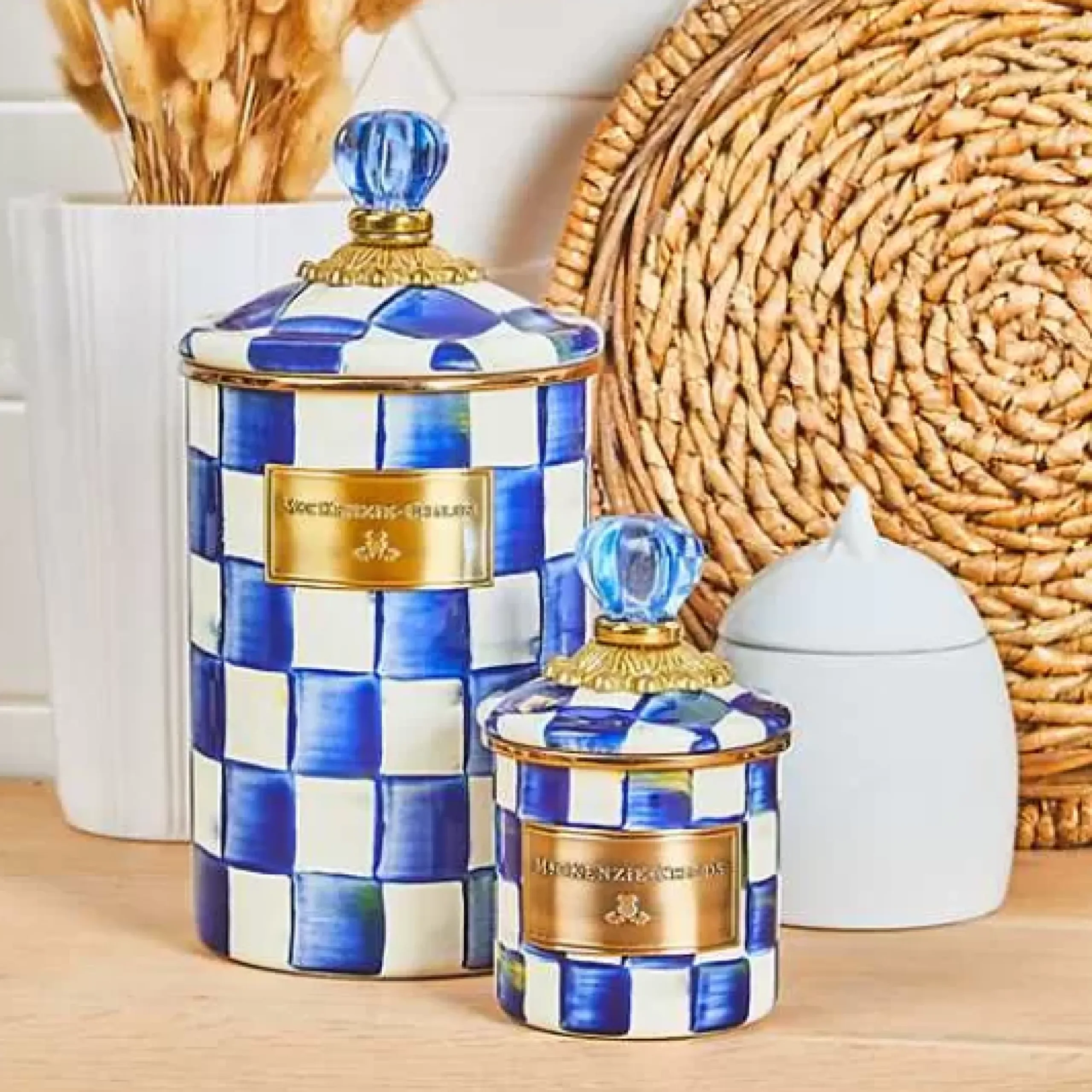MacKenzie-Childs Royal Check Large Canister< Room Accents|Kitchen Storage & Organization
