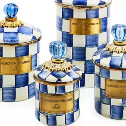 MacKenzie-Childs Royal Check Large Canister< Room Accents|Kitchen Storage & Organization