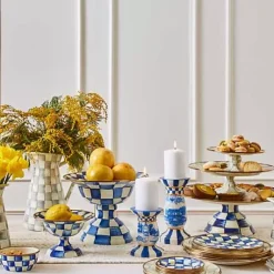 MacKenzie-Childs Royal Check Large Compote< Serveware