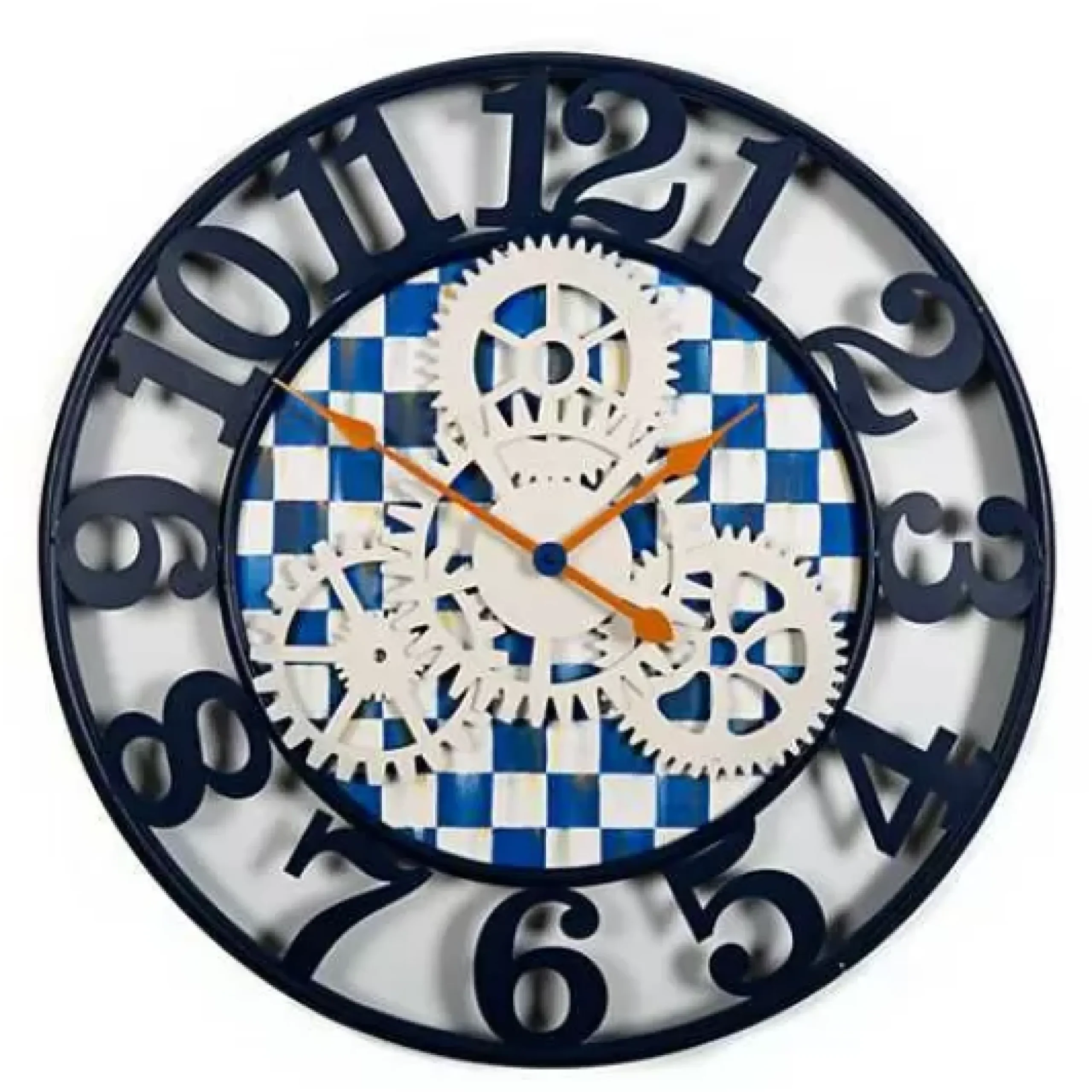 MacKenzie-Childs Royal Check Large Farmhouse Wall Clock< Room Accents