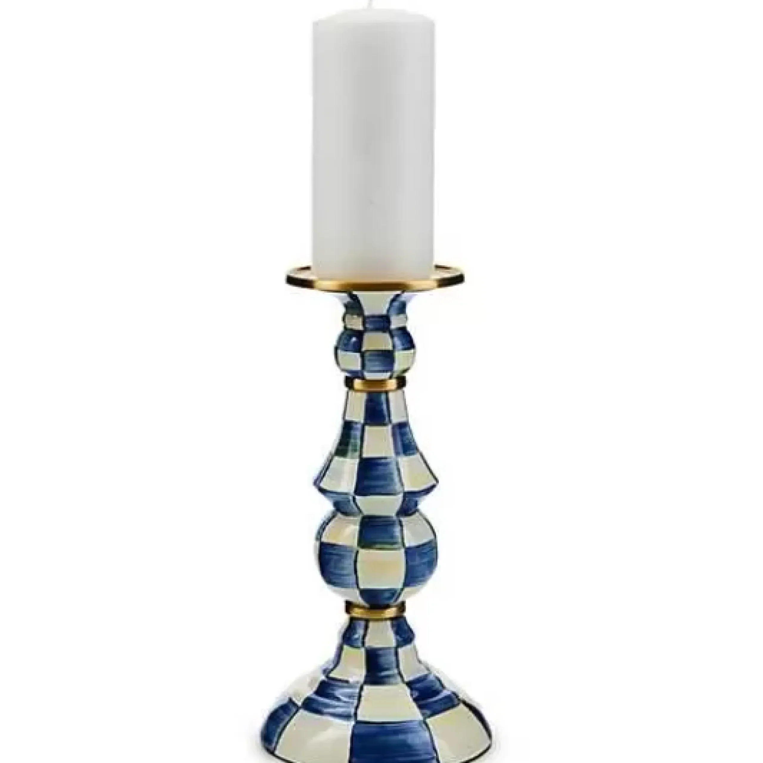 MacKenzie-Childs Royal Check Large Pillar Candlestick< Candles & Fragrances