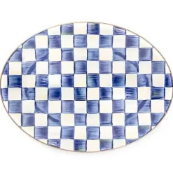 MacKenzie-Childs Royal Check Medium Oval Platter< Bar Entertaining|Serveware