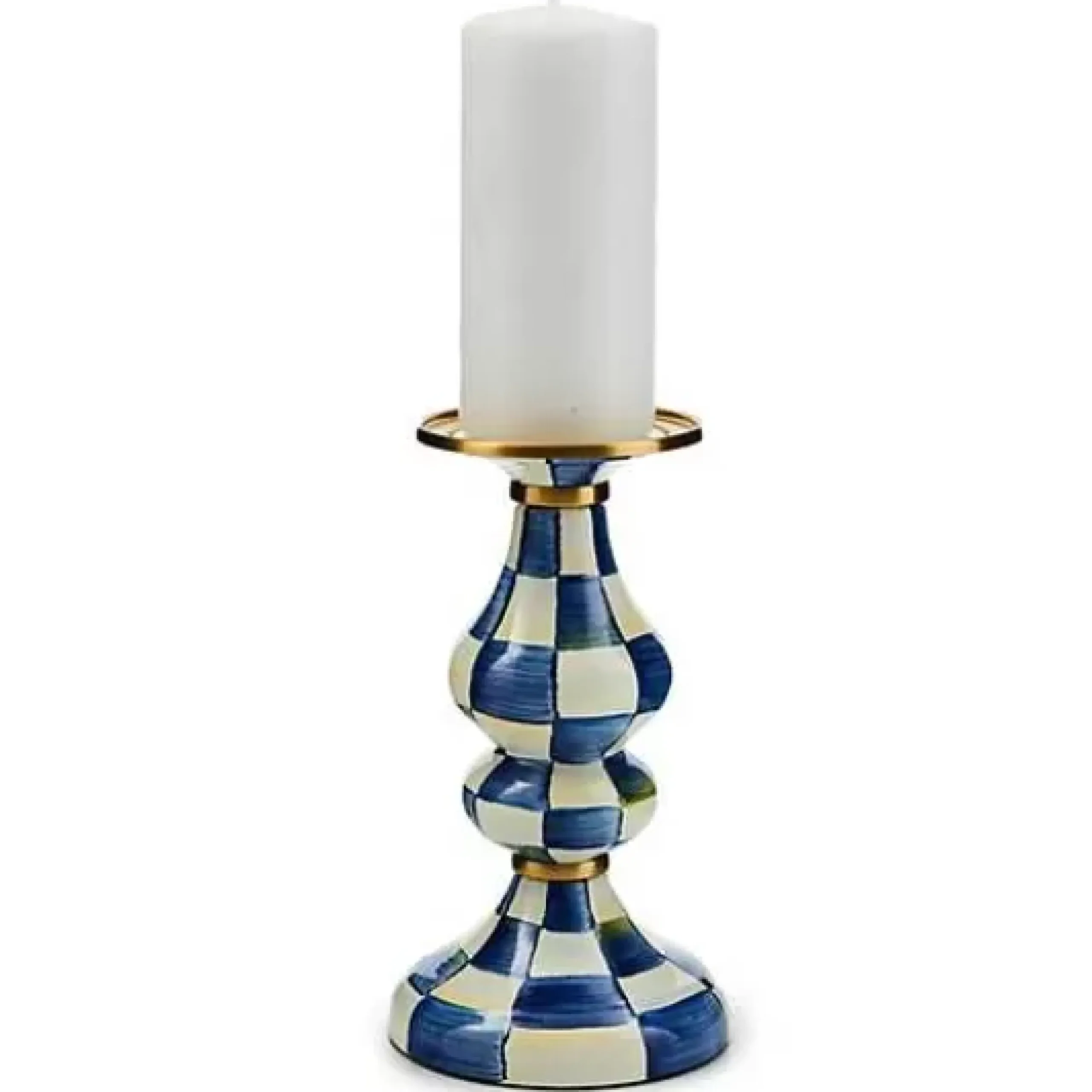 MacKenzie-Childs Royal Check Medium Pillar Candlestick< Candles & Fragrances
