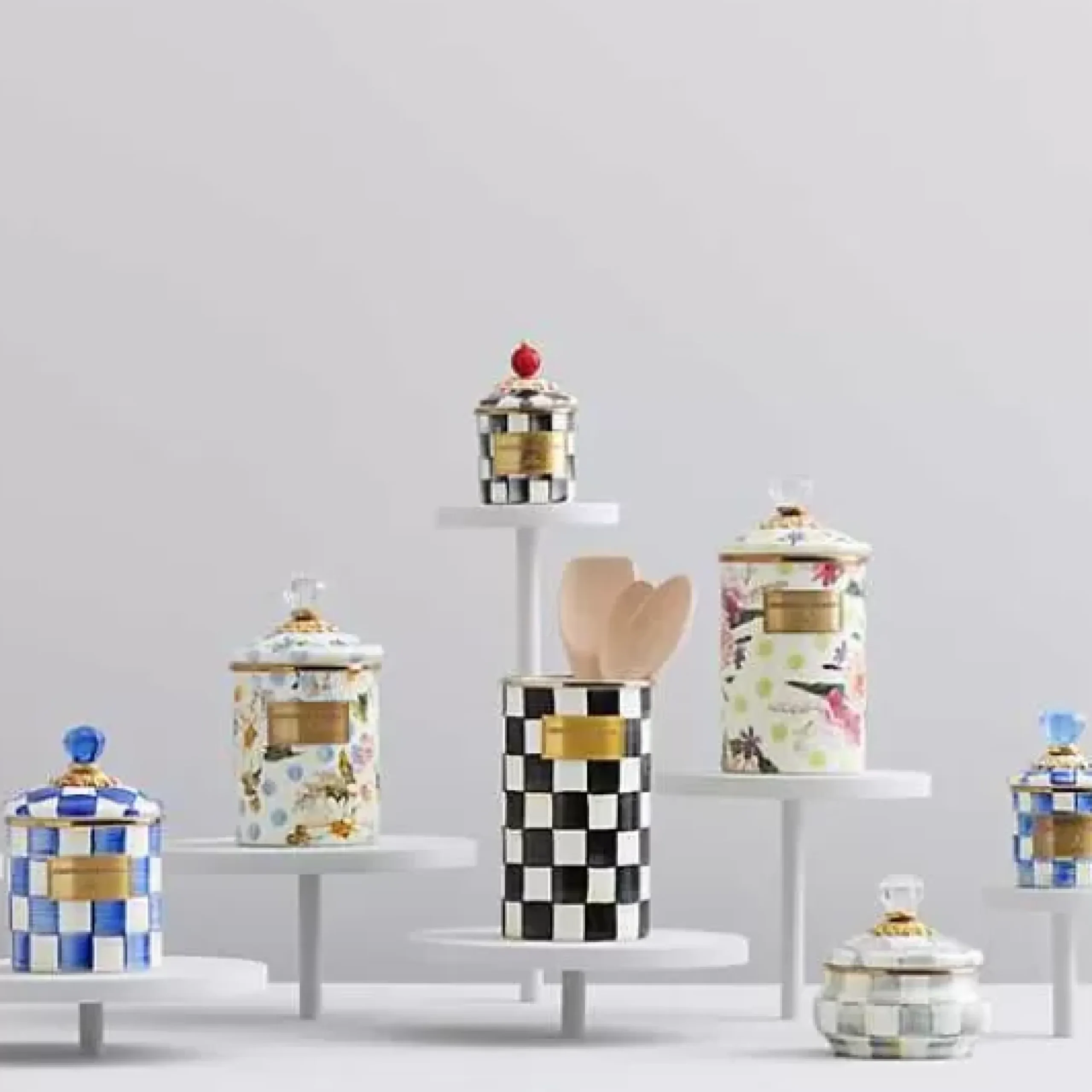 MacKenzie-Childs Royal Check Mini Canister< Room Accents|Kitchen Storage & Organization