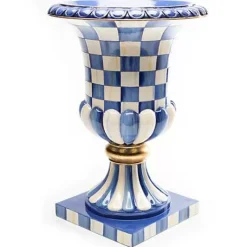 MacKenzie-Childs Royal Check Pedestal Tabletop Urn< Room Accents