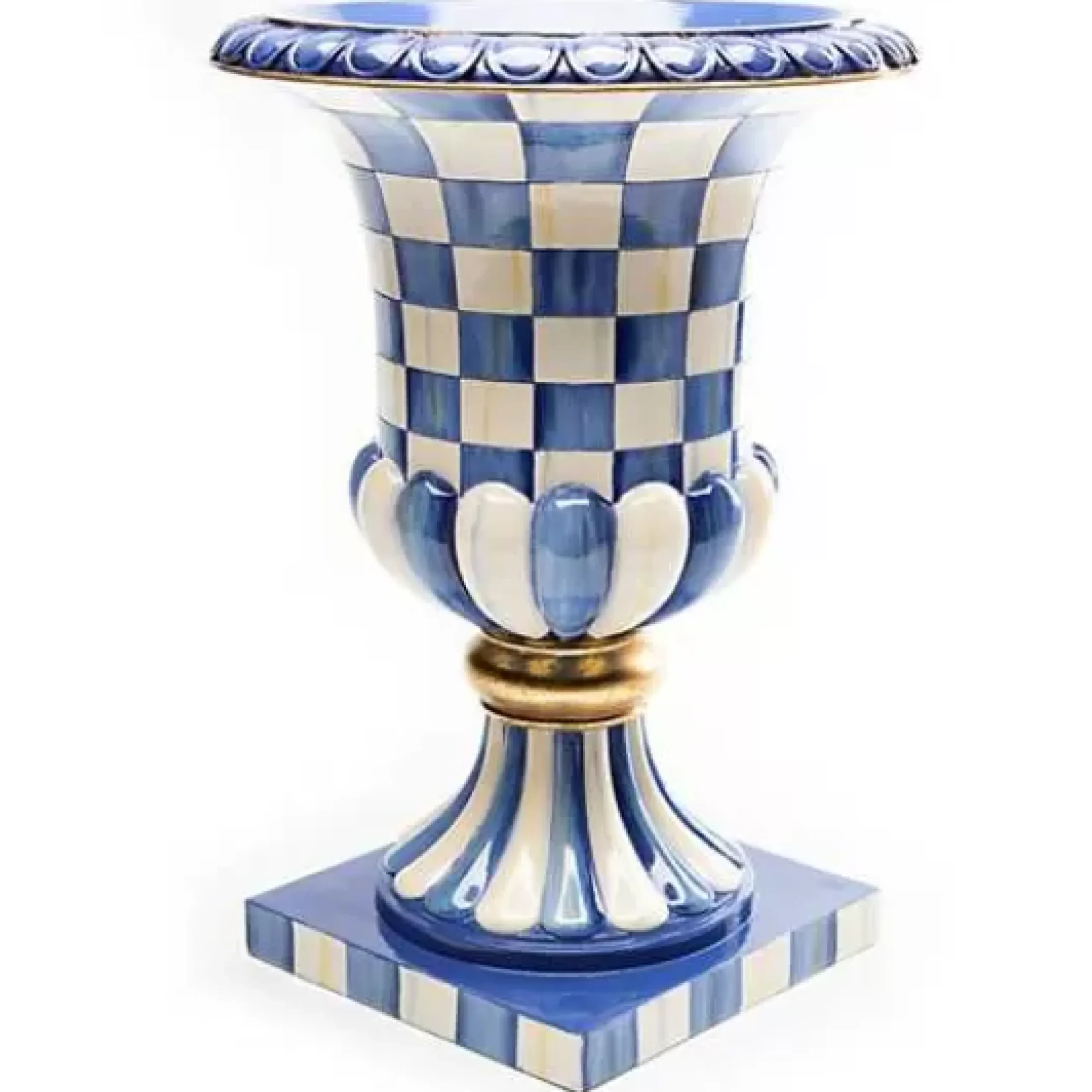 MacKenzie-Childs Royal Check Pedestal Tabletop Urn< Room Accents