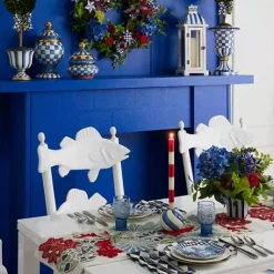 MacKenzie-Childs Royal Check Pedestal Tabletop Urn< Room Accents