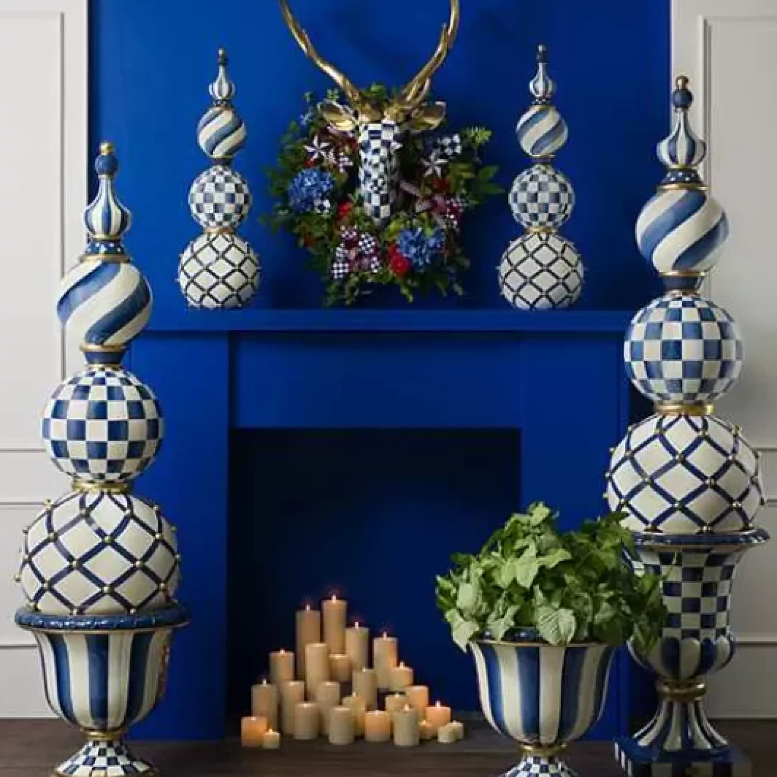 MacKenzie-Childs Royal Check Pedestal Urn< Spring|The Fall Shop