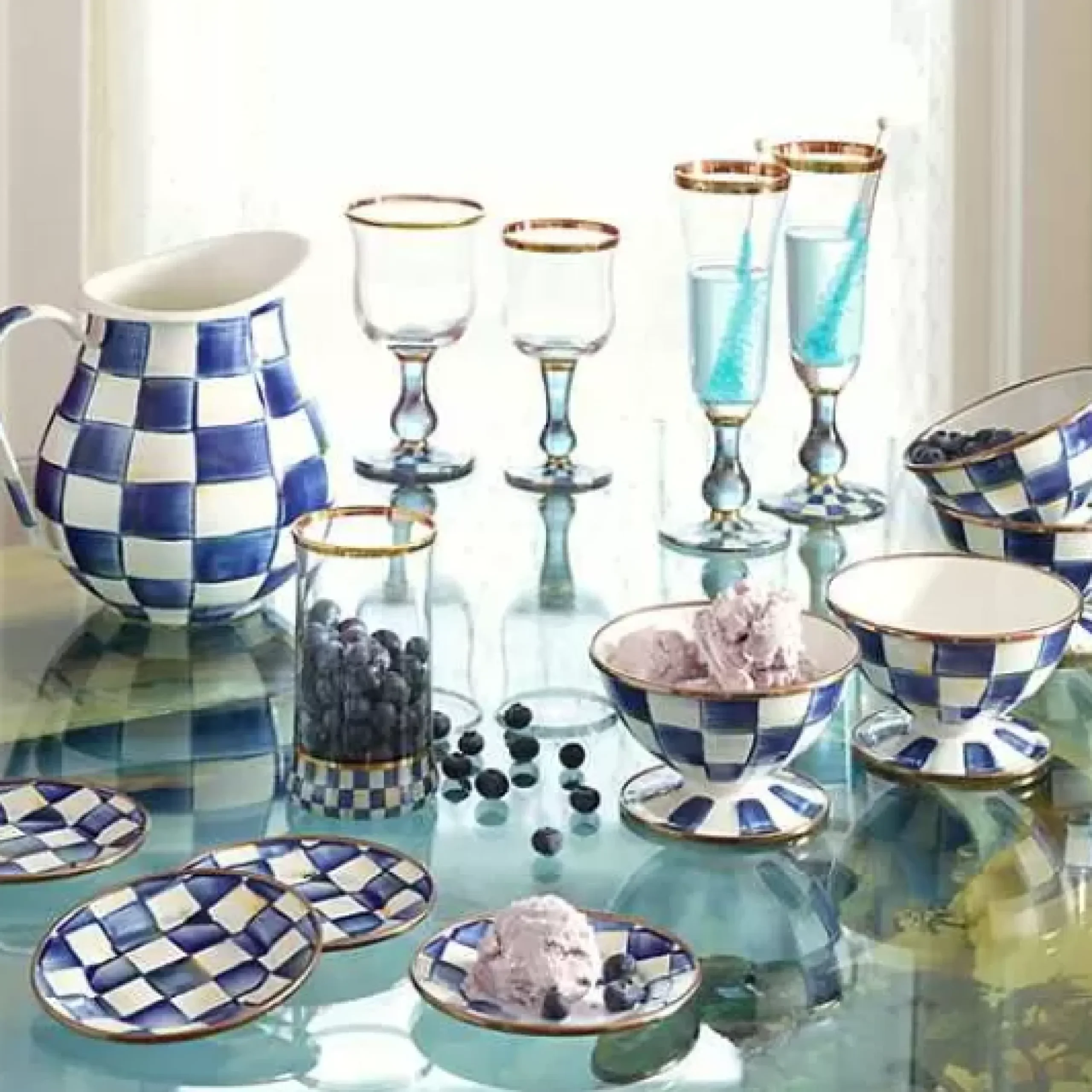 MacKenzie-Childs Royal Check Pitcher< Bar Entertaining|Serveware