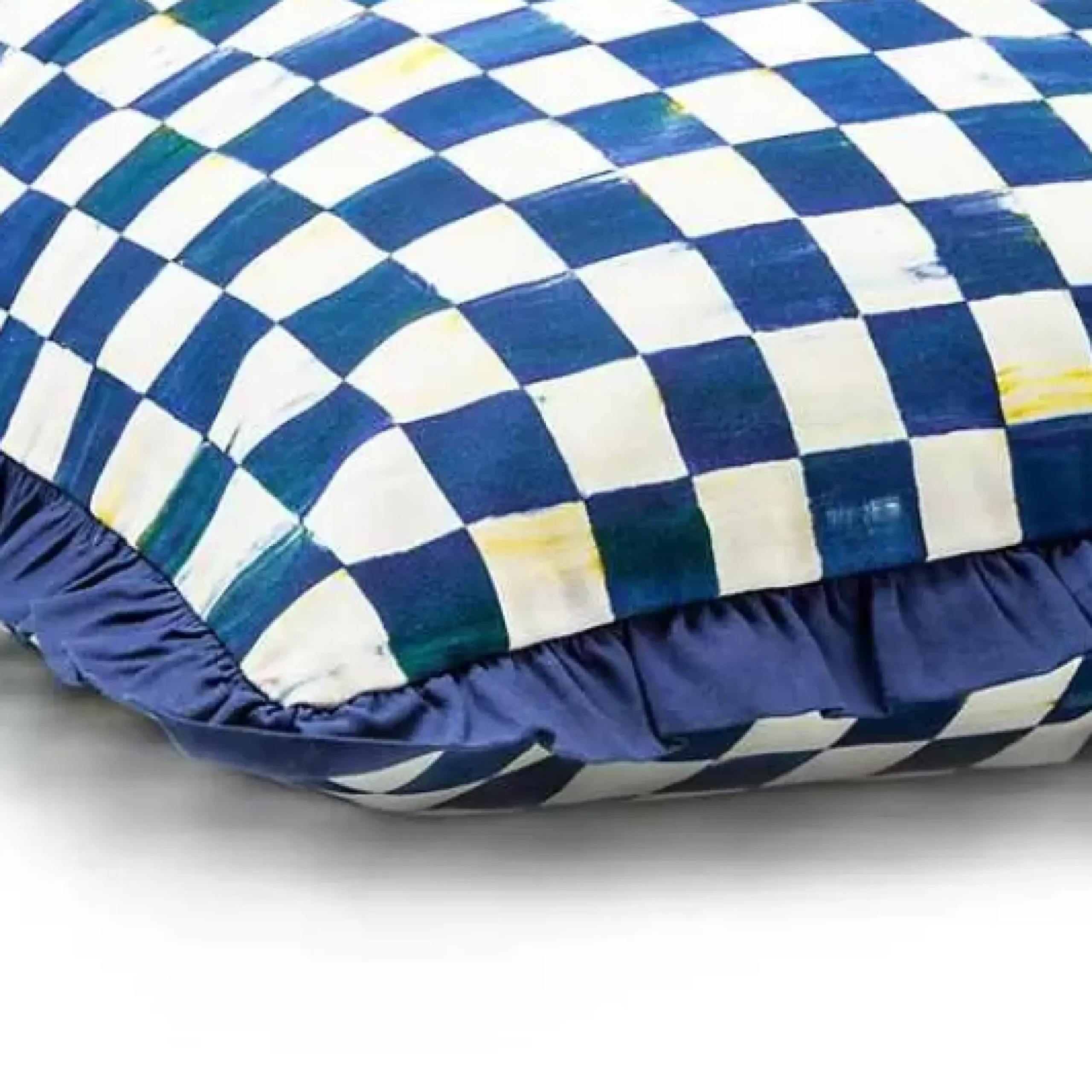 MacKenzie-Childs Royal Check Ruffled Square Throw Pillow< Pillows, Throws, & Cushions