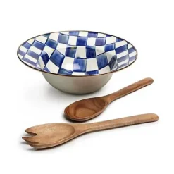 MacKenzie-Childs Royal Check Salad Serving Set< Serveware|Kitchen Utensils & Tools