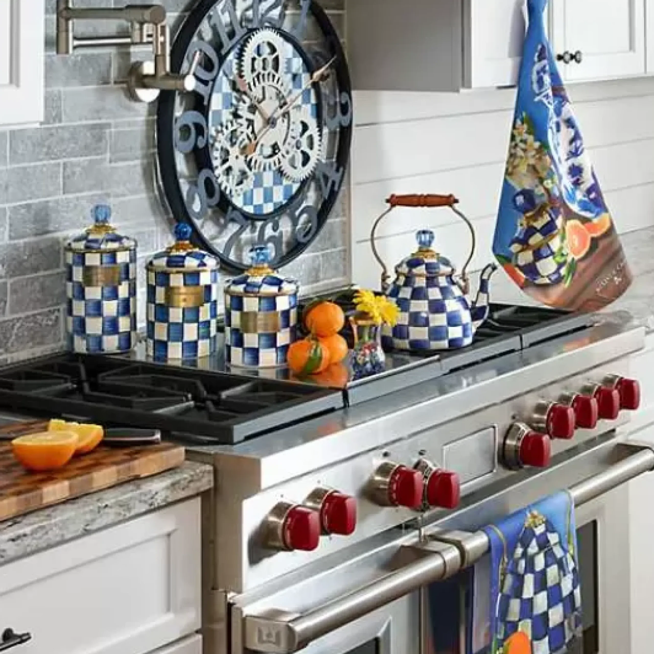 MacKenzie-Childs Royal Check Small Canister< Room Accents|Kitchen Storage & Organization