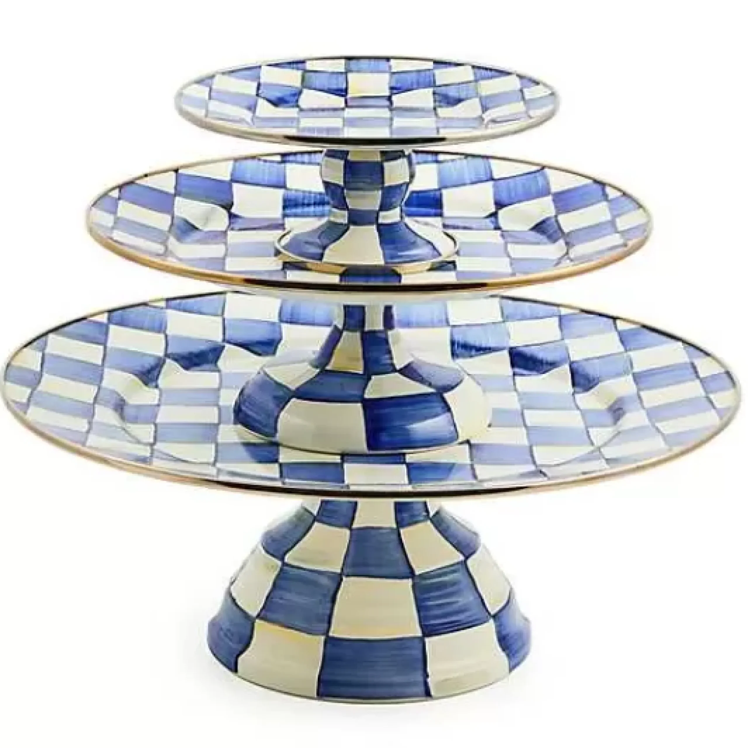MacKenzie-Childs Royal Check Small Pedestal Platter< Serveware