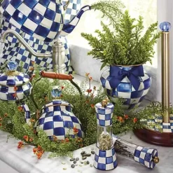 MacKenzie-Childs Royal Check Squashed Pot< Bath & Bath Accessories|Room Accents
