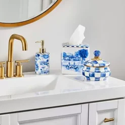 MacKenzie-Childs Royal Check Squashed Pot< Bath & Bath Accessories|Room Accents