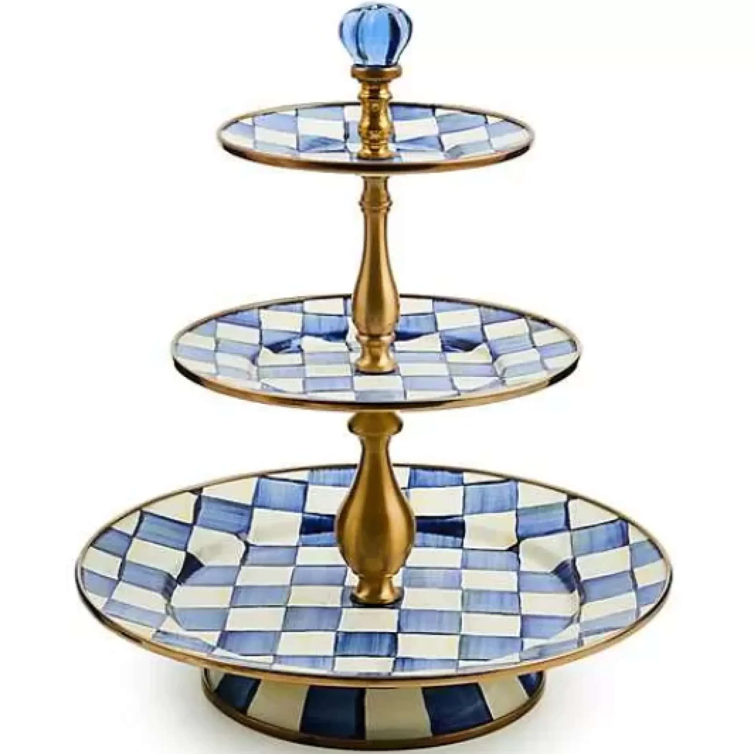 MacKenzie-Childs Royal Check Three Tier Sweet Stand< Bar Entertaining|Serveware