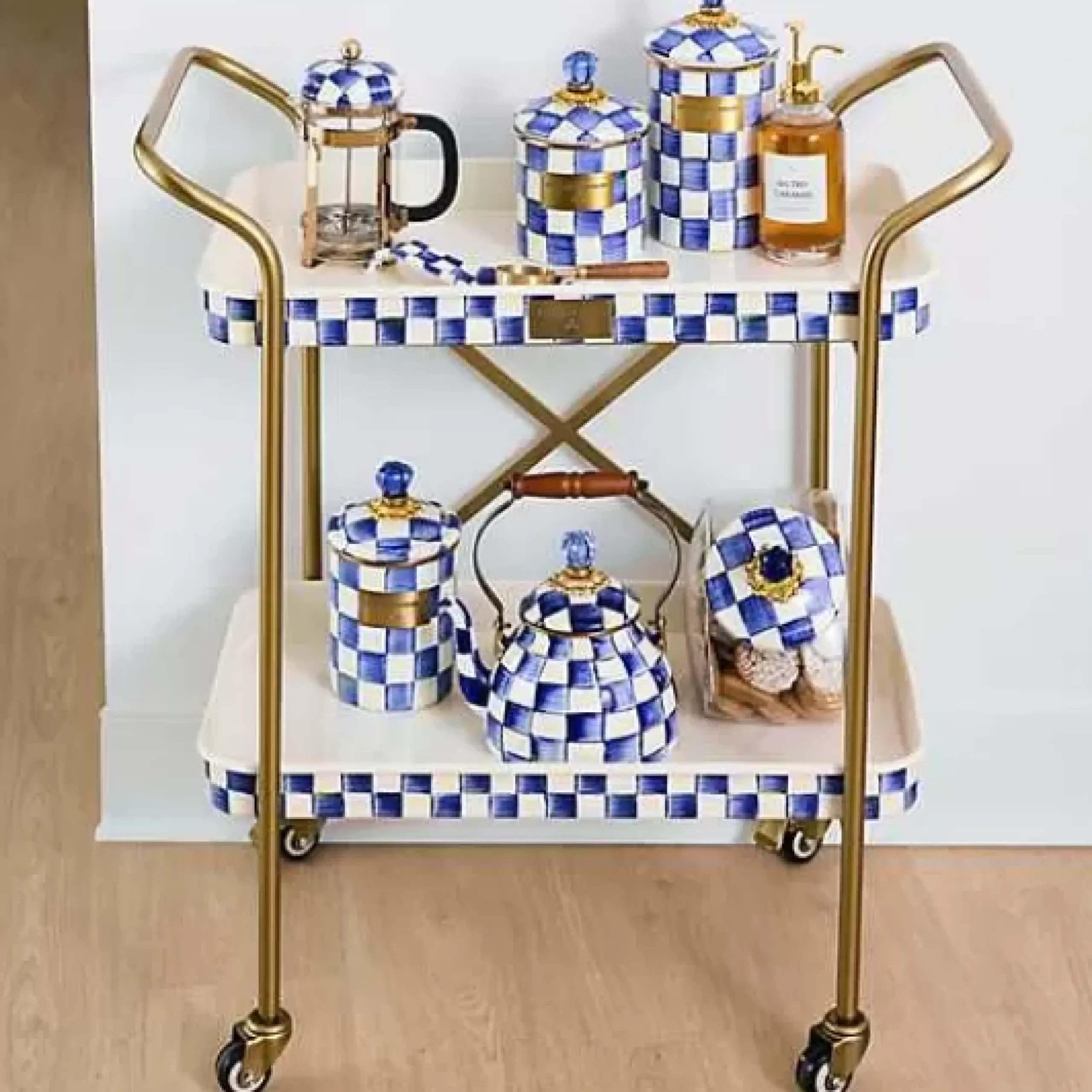 MacKenzie-Childs Royal Check 2-Tier Kitchen Cart< Dining Room & Kitchen|Bar Entertaining