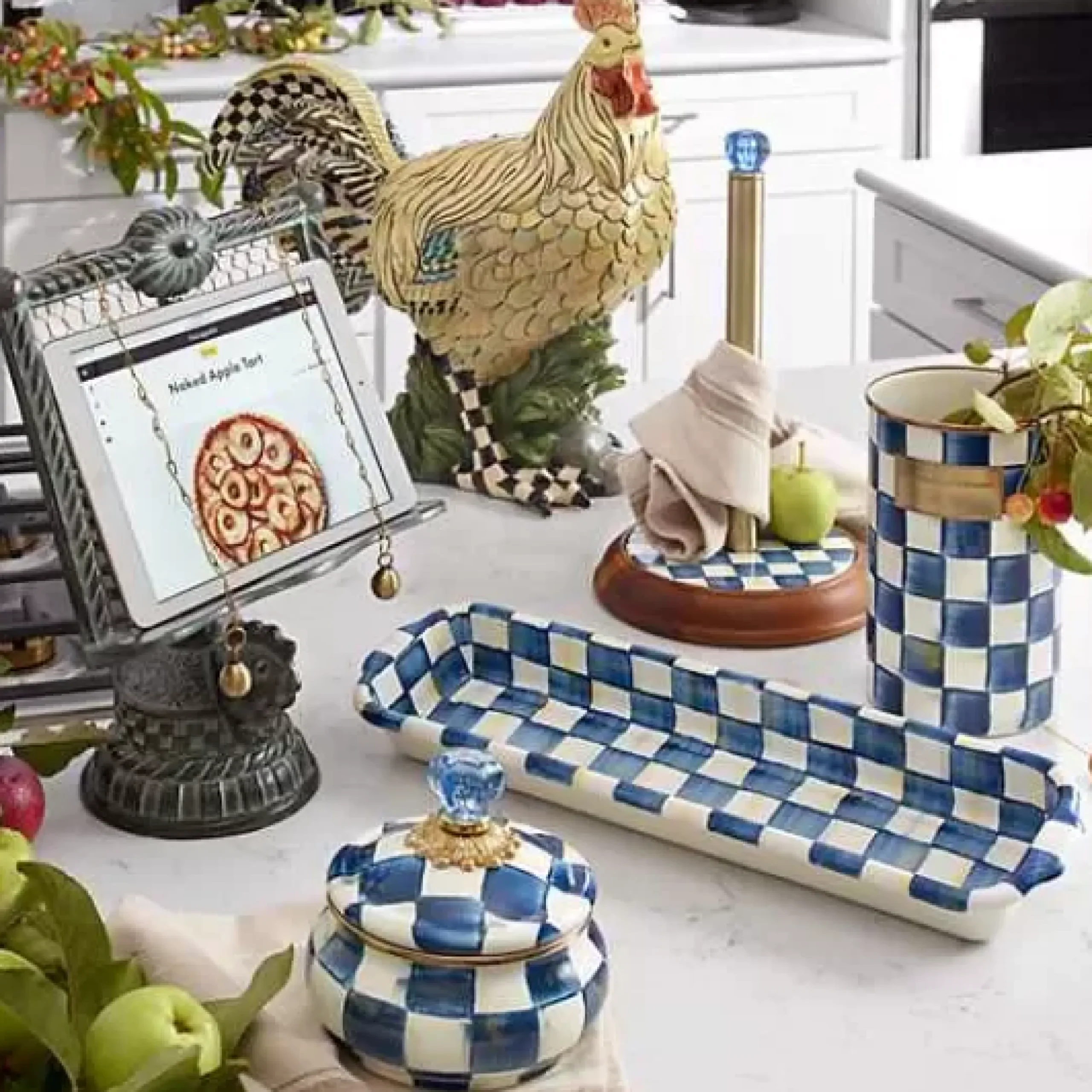 MacKenzie-Childs Royal Check Utensil Holder< Kitchen Storage & Organization