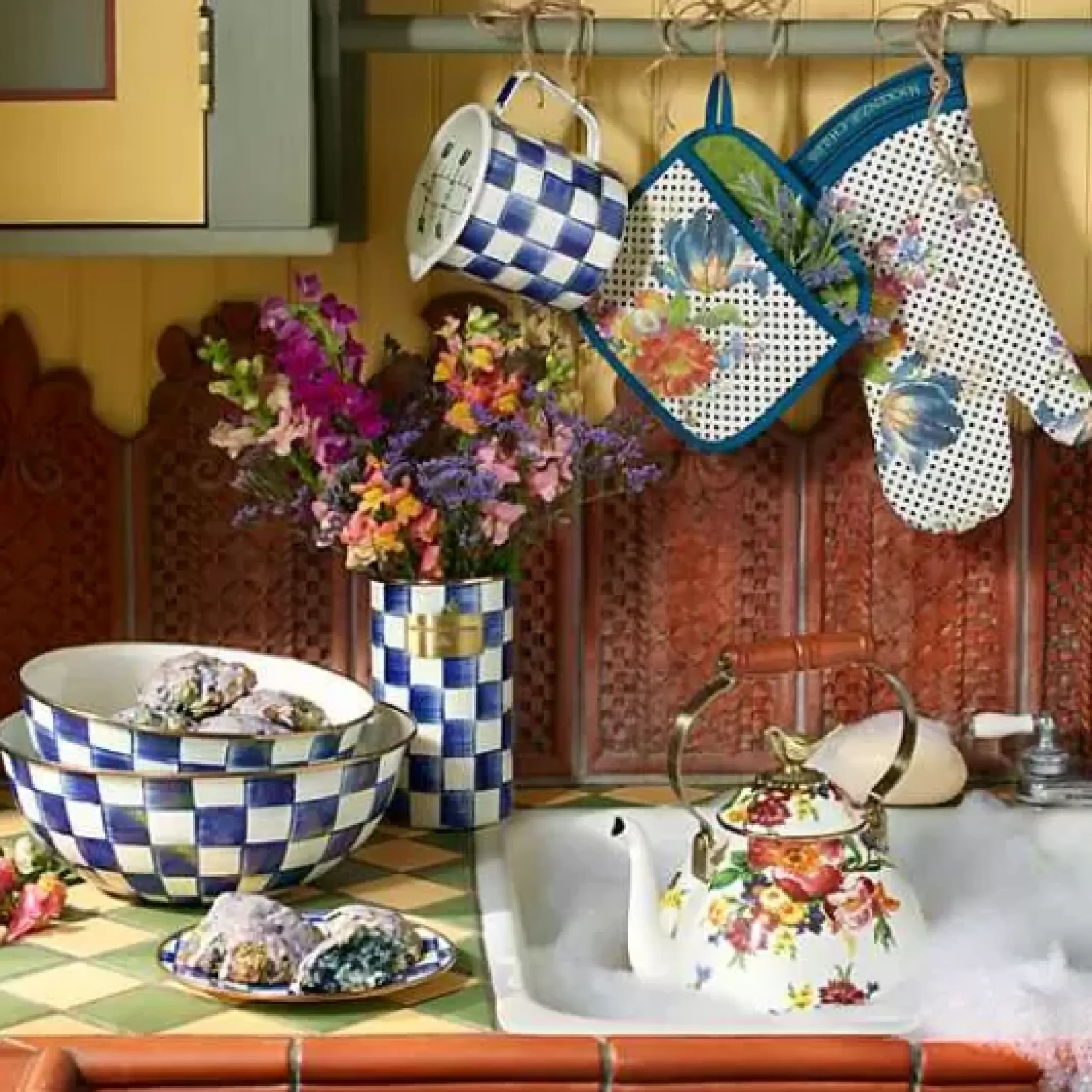 MacKenzie-Childs Royal Check Utensil Holder< Kitchen Storage & Organization