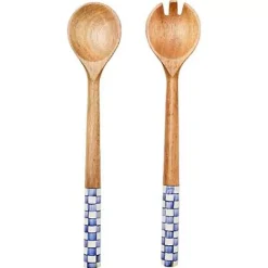 MacKenzie-Childs Royal Check Wood Salad Servers< Serveware