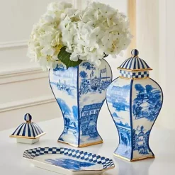 MacKenzie-Childs Royal Toile Large Ginger Jar< Kitchen Storage & Organization