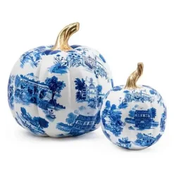 MacKenzie-Childs Royal Toile Large Pumpkin< Pumpkins|The Halloween Shop