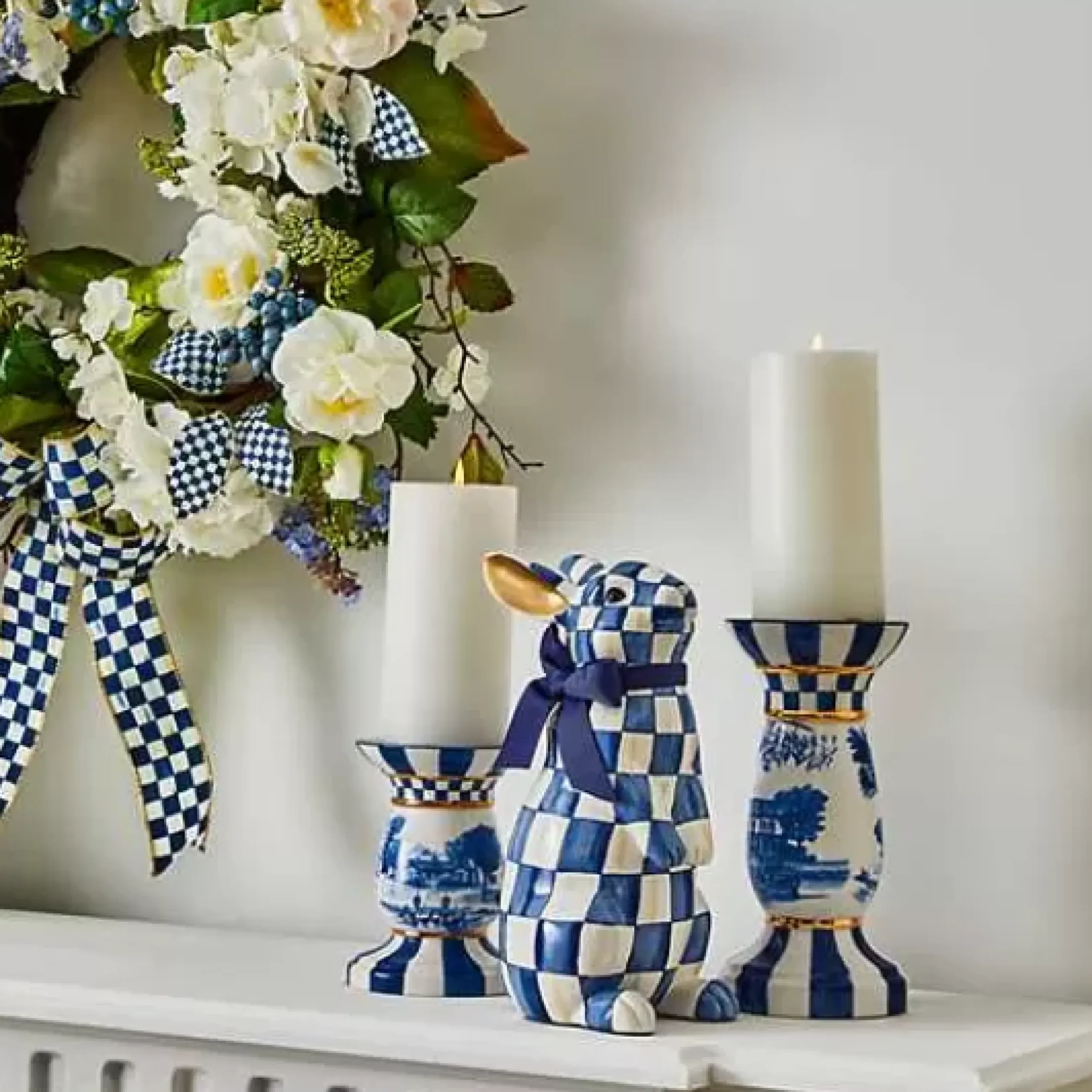 MacKenzie-Childs Royal Toile Tall Pillar Candle Holder< Room Accents|Table Accessories