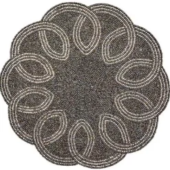 MacKenzie-Childs Scalloped Black Silver Beaded Placemat< Table Accessories