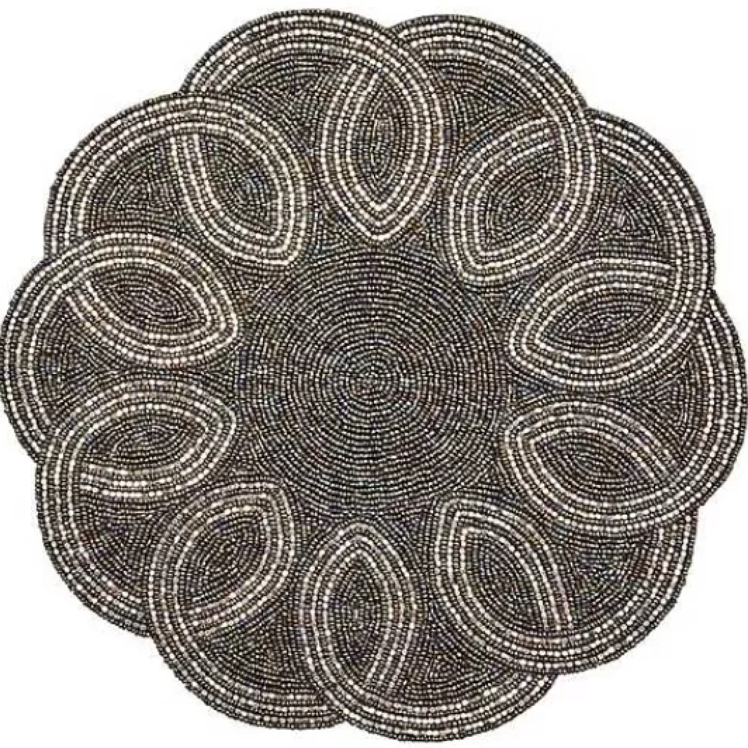 MacKenzie-Childs Scalloped Black Silver Beaded Placemat< Table Accessories