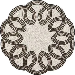 MacKenzie-Childs Scalloped Black White Beaded Placemat< Fall Entertaining|Table Accessories