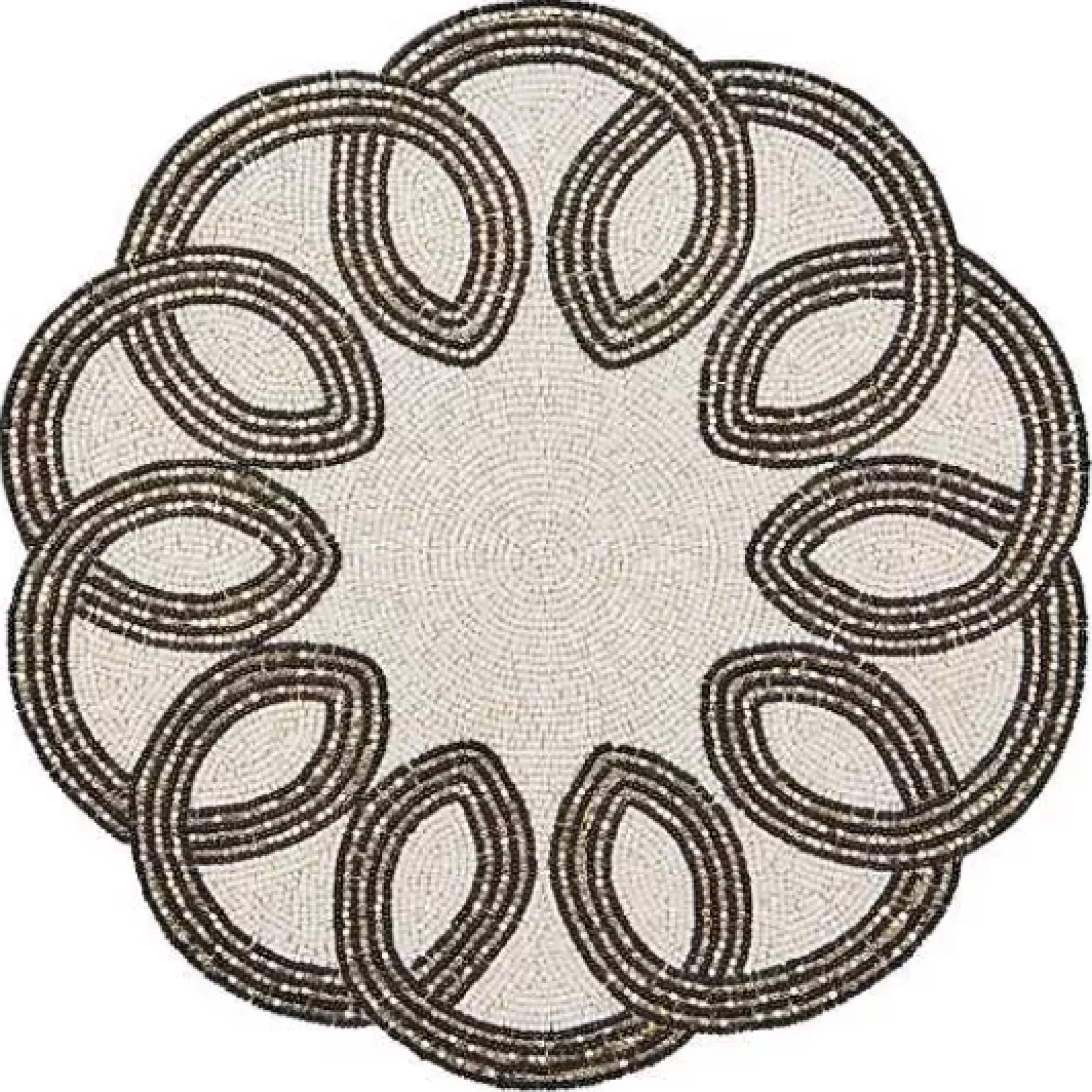 MacKenzie-Childs Scalloped Black White Beaded Placemat< Fall Entertaining|Table Accessories