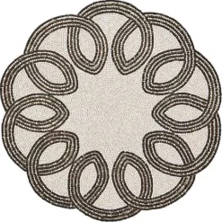 MacKenzie-Childs Scalloped Black  White Beaded Placemat< Fall Entertaining|Table Accessories