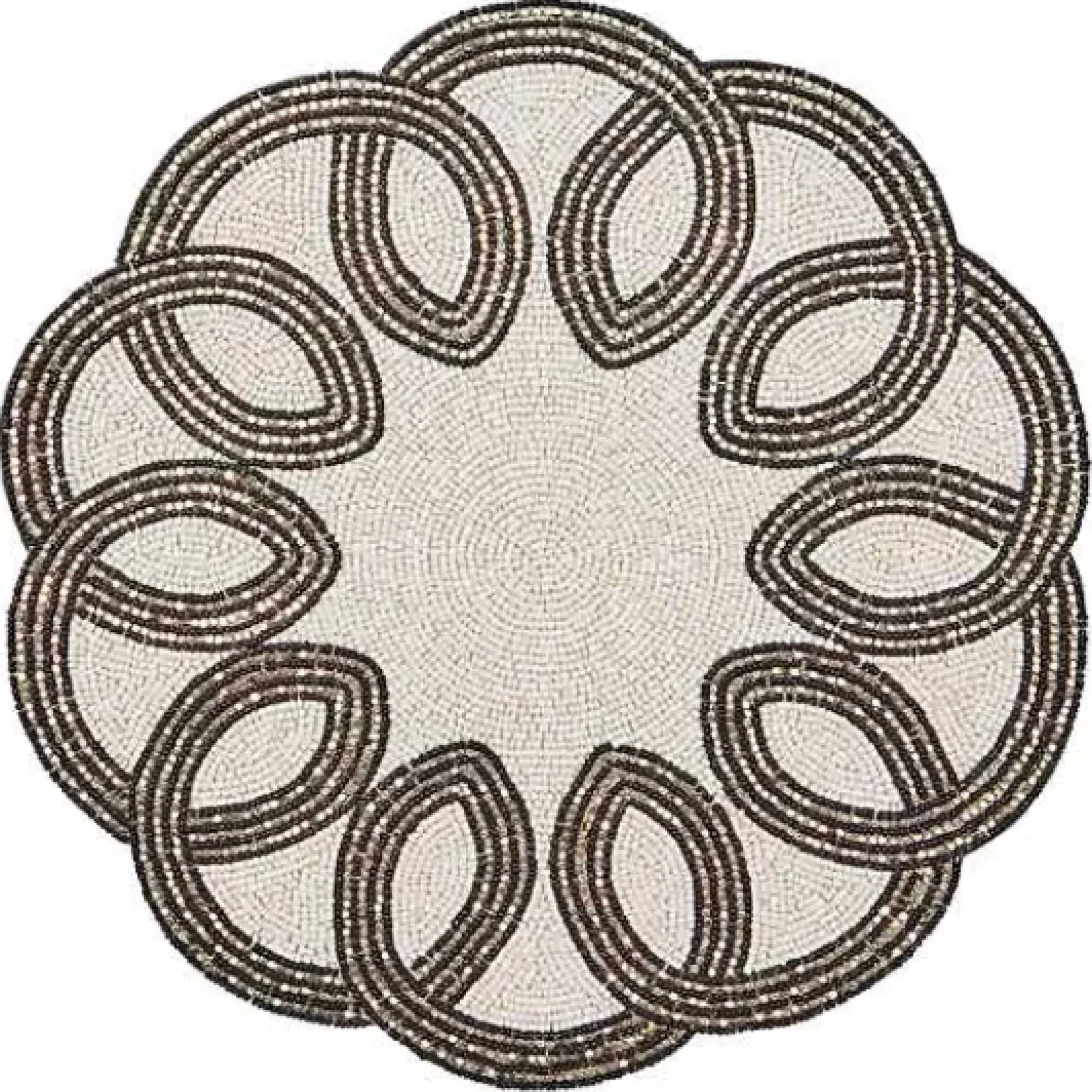 MacKenzie-Childs Scalloped Black White Beaded Placemat< Fall Entertaining|Table Accessories