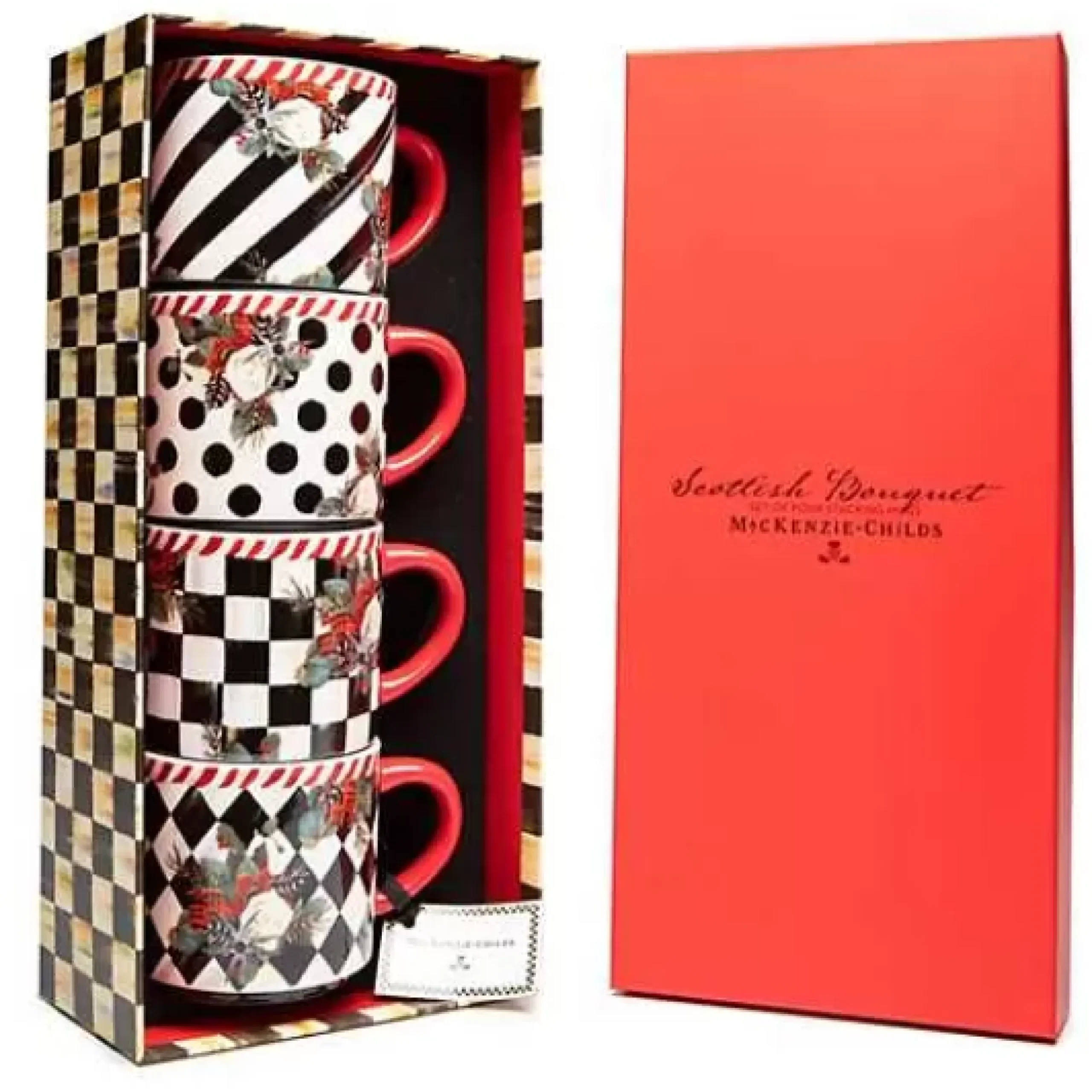 MacKenzie-Childs Scottish Bouquet Stacking Mugs - Set of 4< Holiday|Drinkware