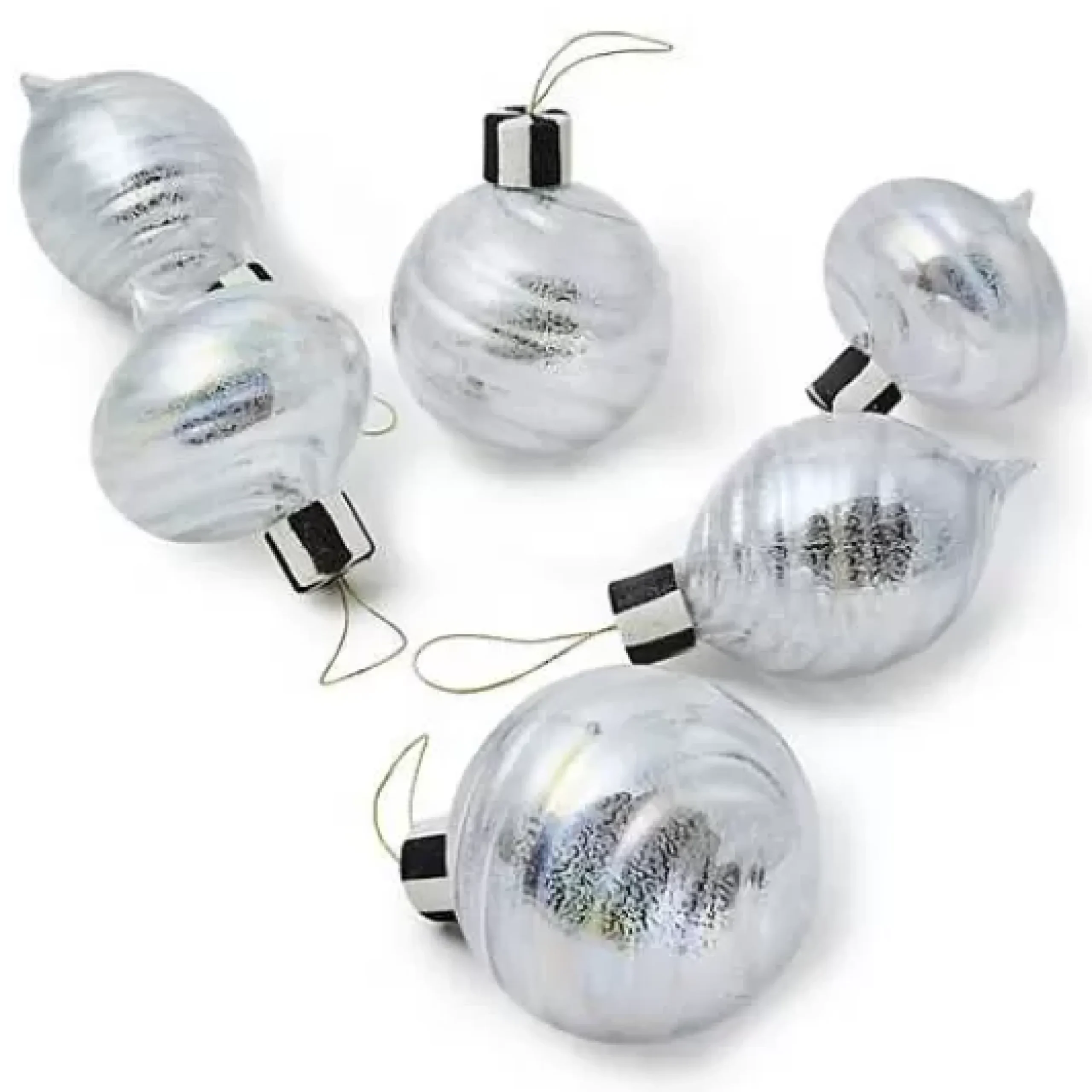 MacKenzie-Childs Silver Mercury Glass Assorted Ornaments, Set of 6< Holiday