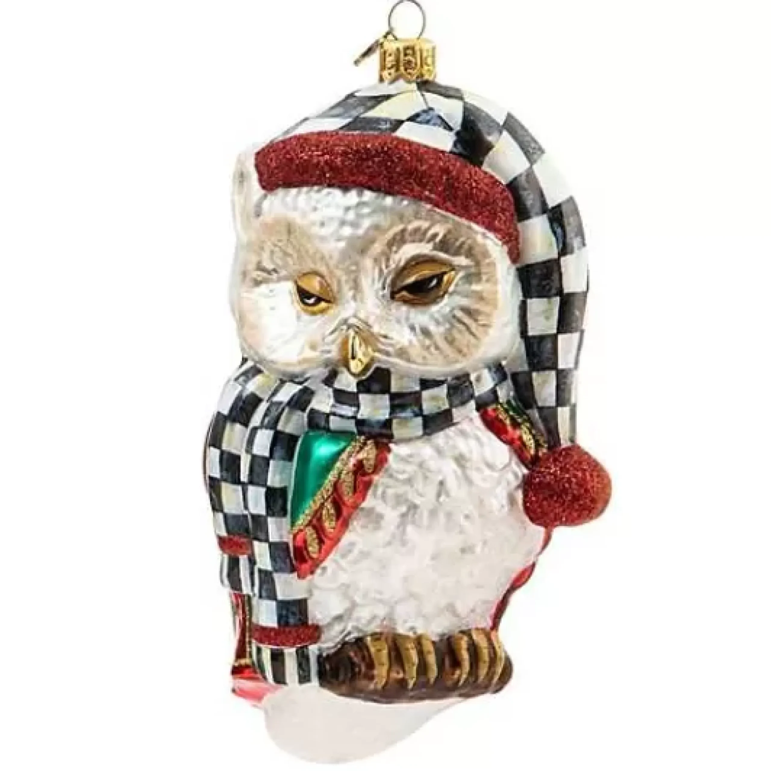 MacKenzie-Childs Sleepy Owl Glass Ornament< Holiday