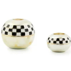 MacKenzie-Childs Small Sphere Check Candle Holders, Set of 2< Candles & Fragrances|Room Accents