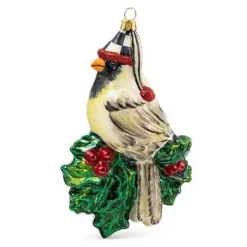 MacKenzie-Childs Snow Cardinal Glass Ornament< Holiday