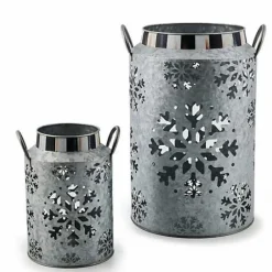 MacKenzie-Childs Snowflake Small Galvanized Metal Lantern< Outdoor