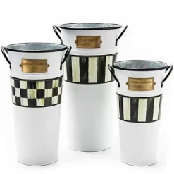 MacKenzie-Childs Spectator Galvanized Flower Buckets, Set of 3< Spring|Outdoor