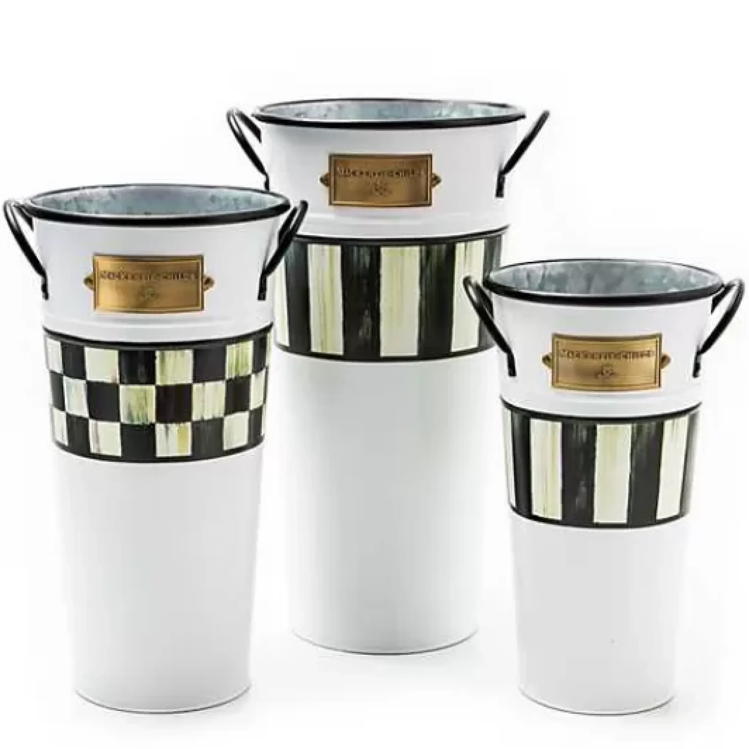 MacKenzie-Childs Spectator Galvanized Flower Buckets, Set of 3< Spring|Outdoor